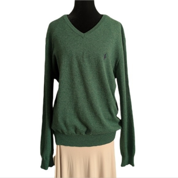 Polo Ralph Lauren Sweaters - Ralph Lauren Vintage 90s Dark Academia Forest Green Merino Wool Sweatshirt